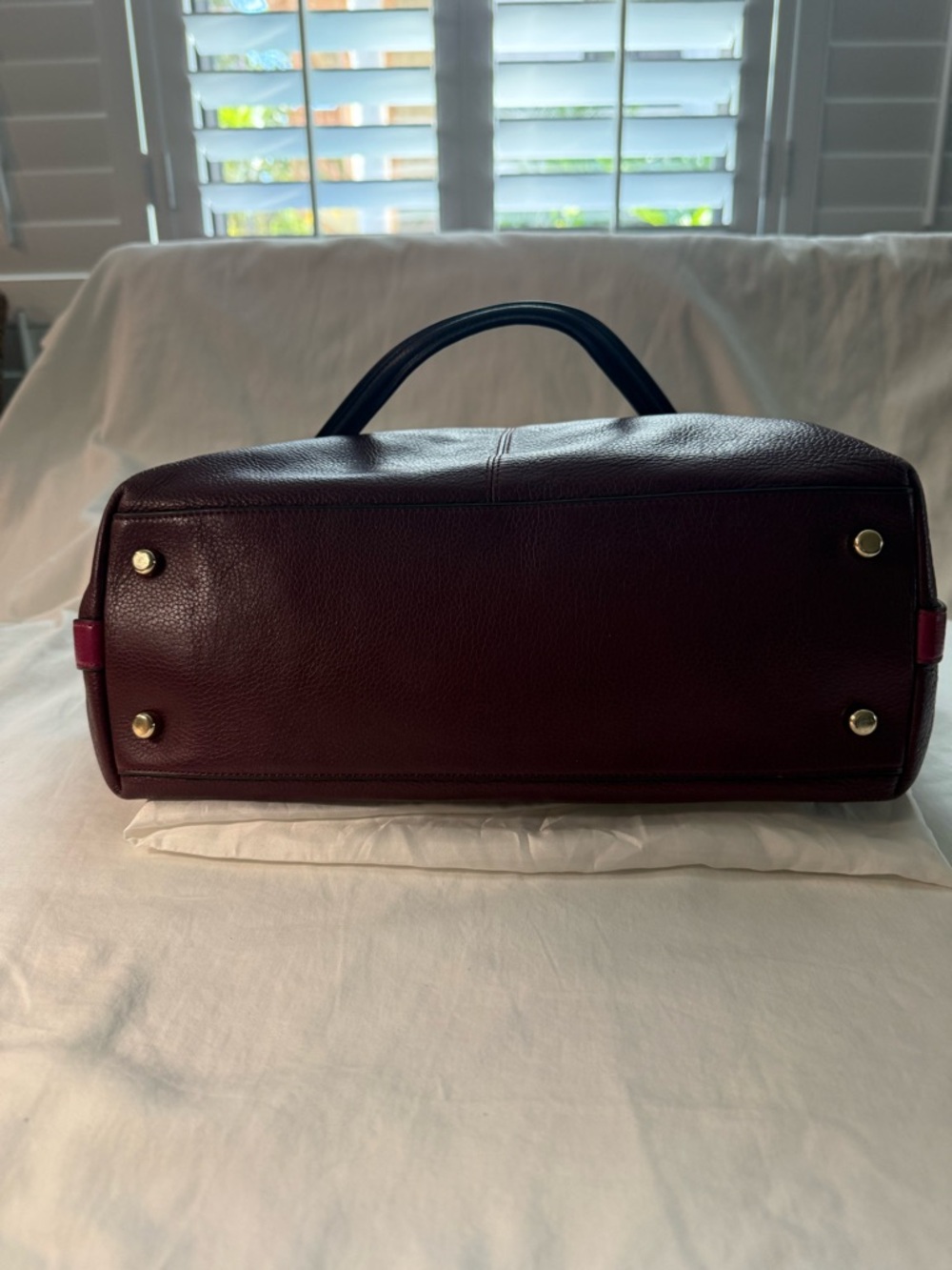 Coach Women's Leather Shoulder Tote in Burgundy and Fuchsia - Picture 3 of 4